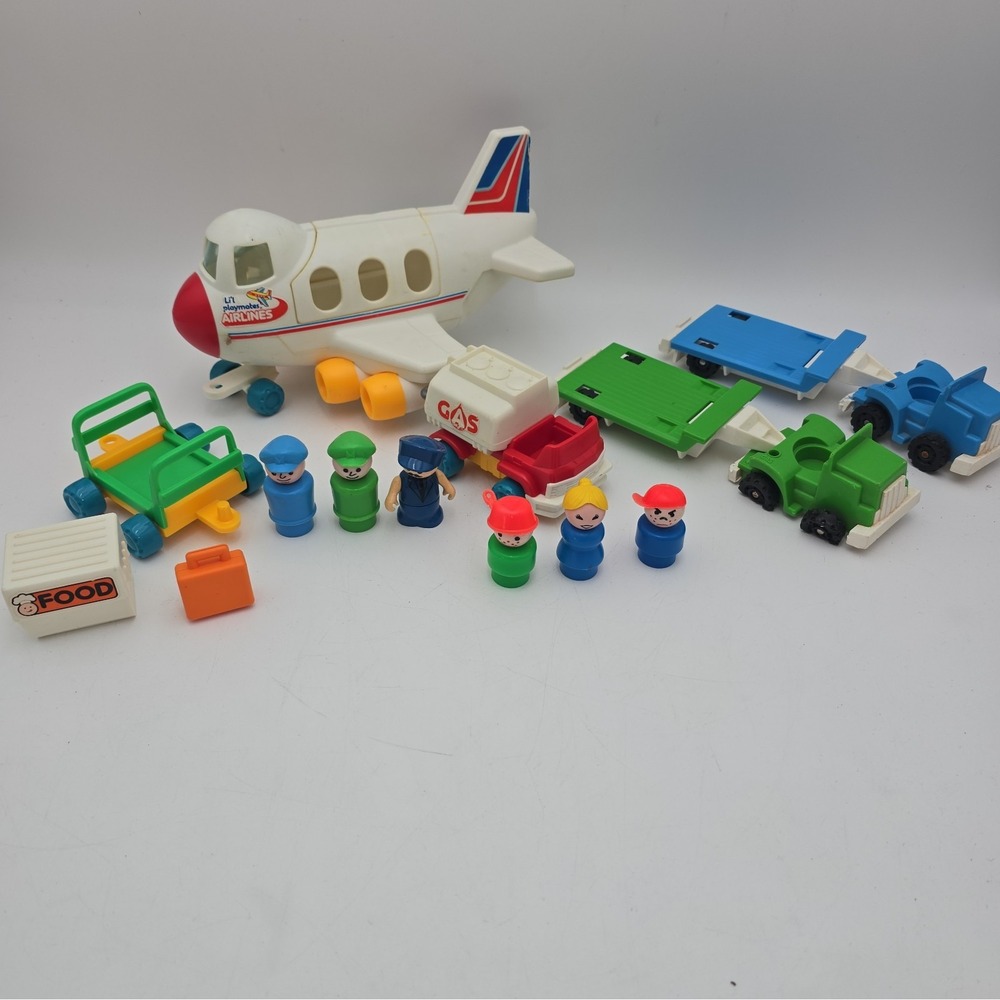 Vintage Li'l Playmates Airlines Airport Plane Vehicles Figures Toy Lot